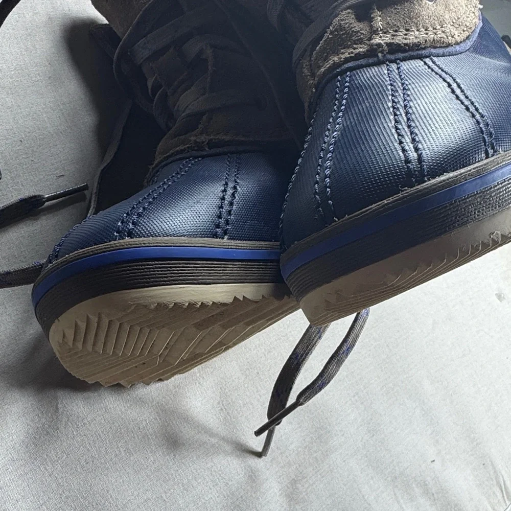 L.L. Bean Kids Navy and Brown Sherpa-Lined Rain‎ & Snow Boots